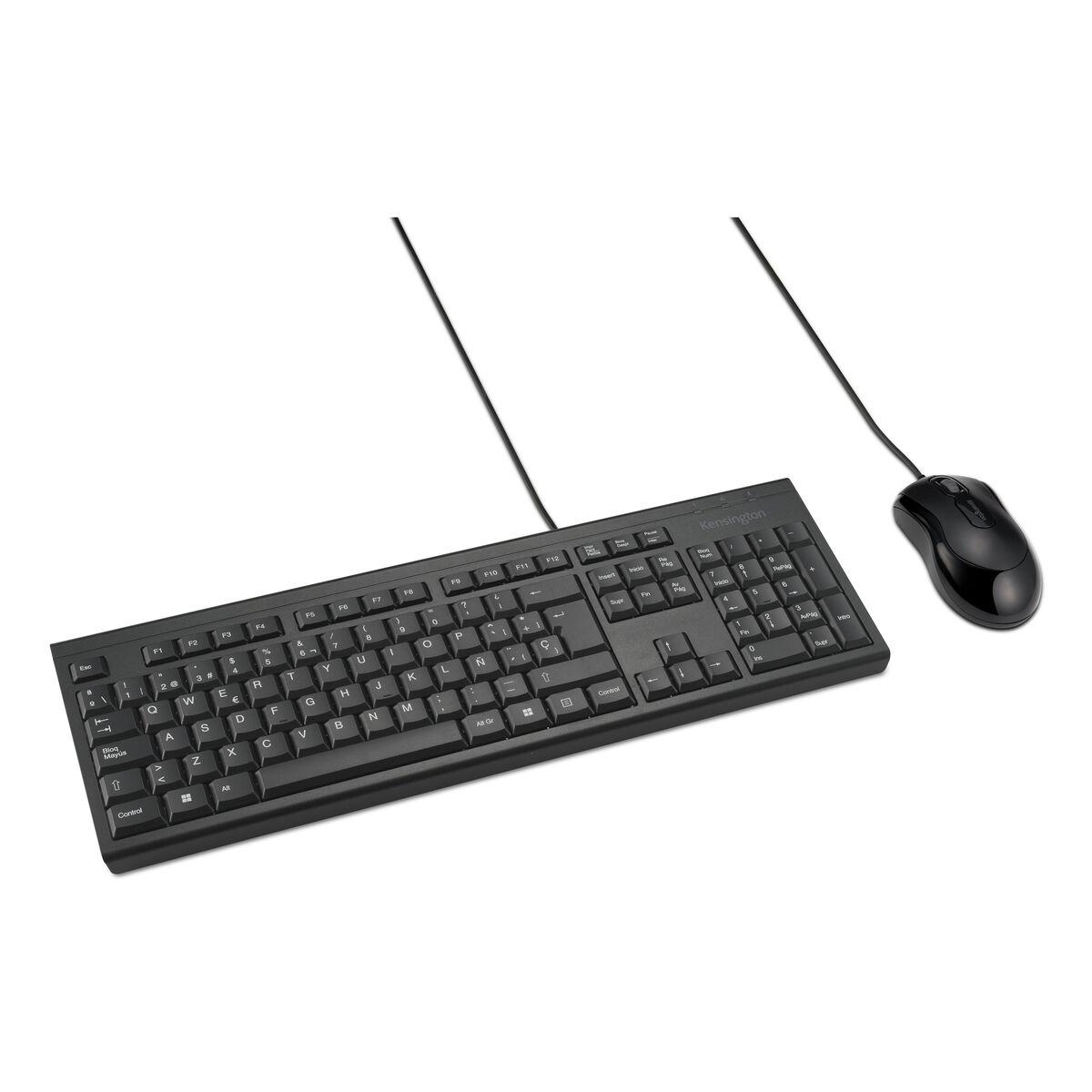 Tastatur Mus Kensington K75452es Sort Spansk Qwerty