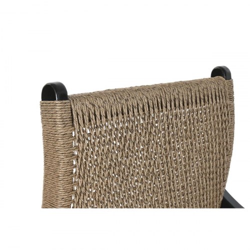 Lænestol i spanskrør og teak - brun/sort, 66 × 73 × 80 cm