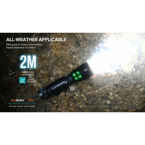 Acebeam E75 lommelygte - Black 5000K, LED, IP68