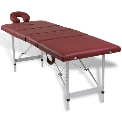 Sammenfoldeligt massagebord med aluminiumsstel 4 zoner rød