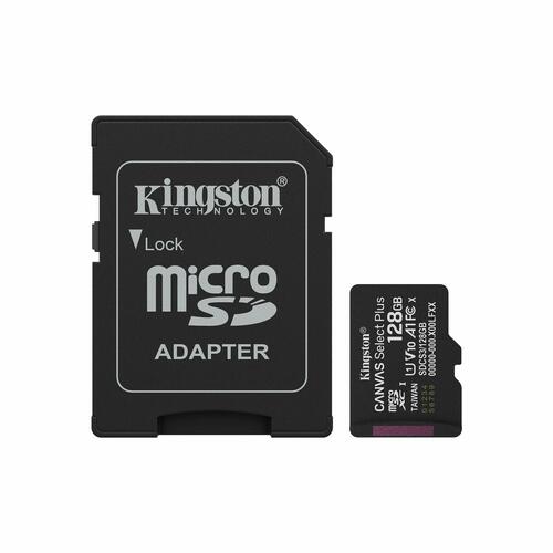 Kingston microSDXC hukommelseskort 128 GB med SD-adapter (UHS-I U1, Class 10)