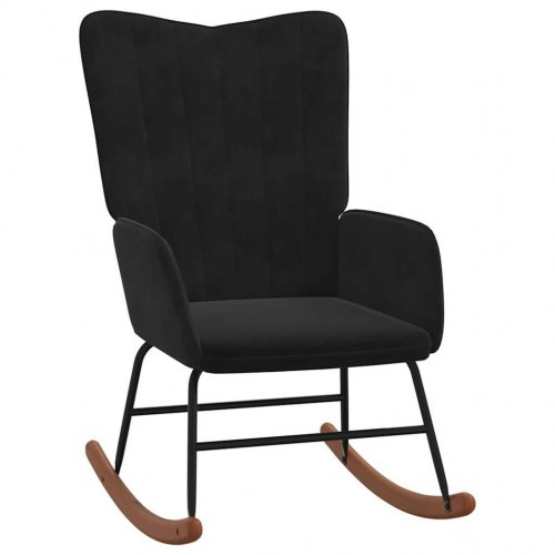 Gyngestol med fodskammel fløjl sort