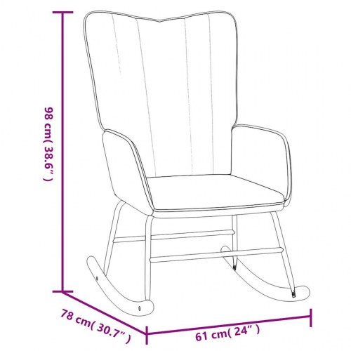Gyngestol med fodskammel fløjl sort