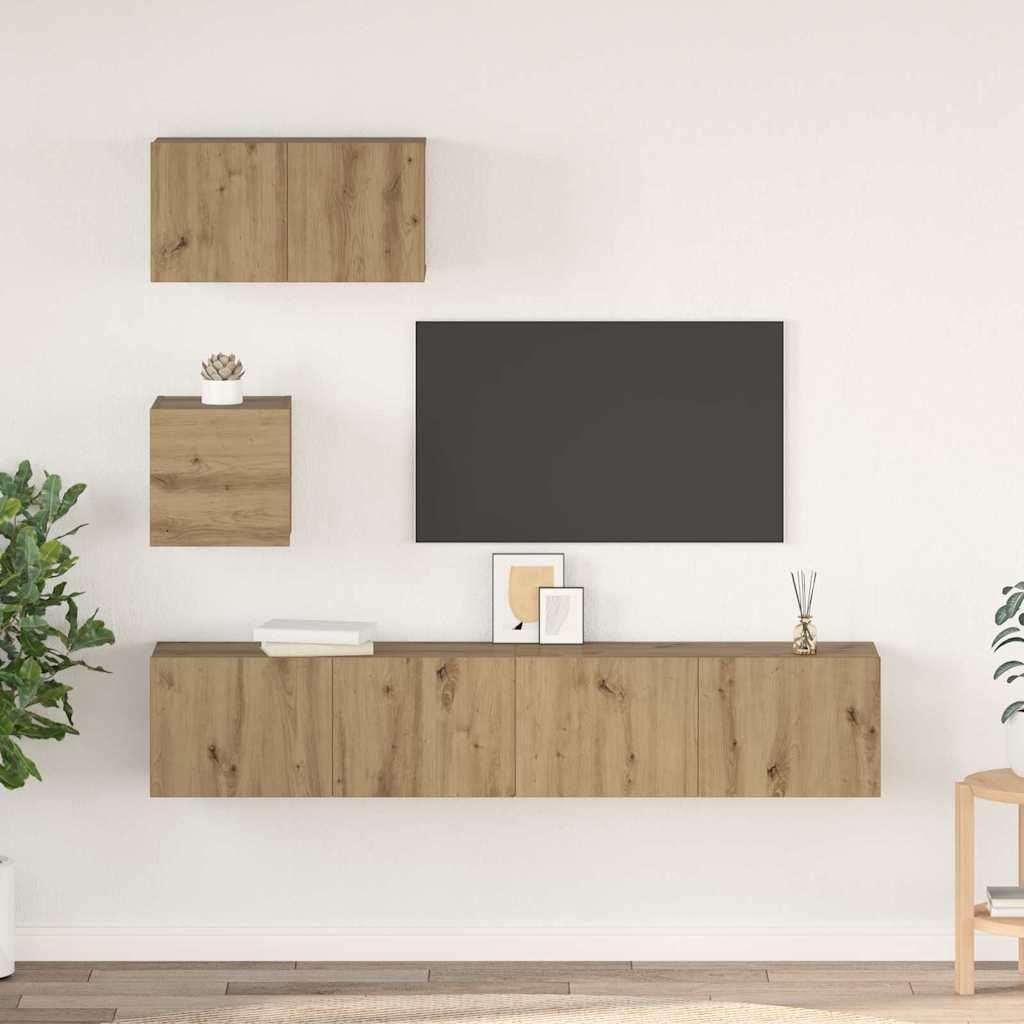TV-skabssæt 4 stk artisan eg 80 x 30 x 30 cm Konstrueret træ