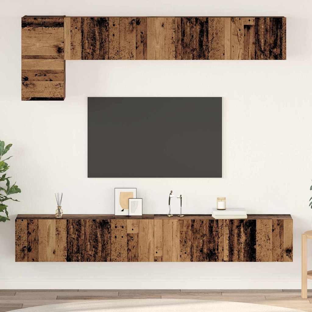 TV-møbelsæt 5 stk Gammelt træ 100 x 30 x 30 cm Konstrueret træ
