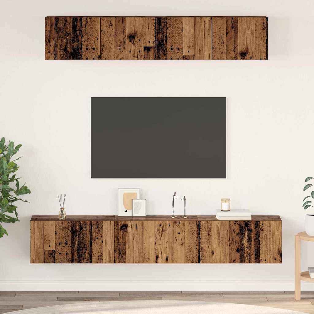 TV-møbelsæt 5 stk Gammelt træ 100 x 30 x 30 cm Konstrueret træ