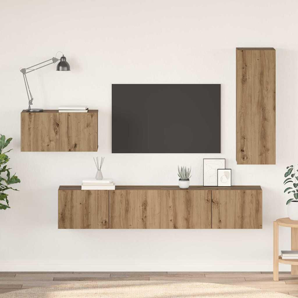 TV-møbelsæt 4 stk artisan eg 30.5 x 30 x 90 cm Konstrueret træ