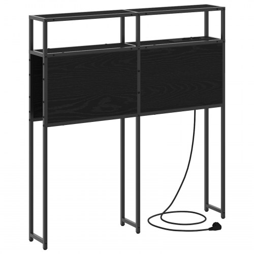 Sengegavl med opbevaring i sort eg - 93 x 15 x 98 cm