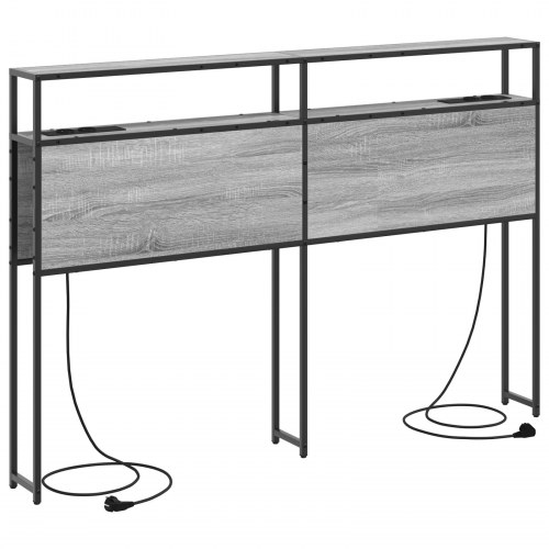Opbevaringshovedgavl i grå sonoma-eg med opladningsstation - 153 cm
