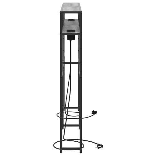 Opbevaringshovedgavl i grå sonoma-eg med opladningsstation - 153 cm