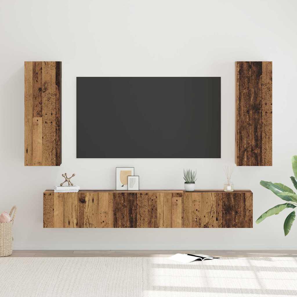 TV-møbelsæt 5 stk Gammelt træ 30.5 x 30 x 90 cm Konstrueret træ