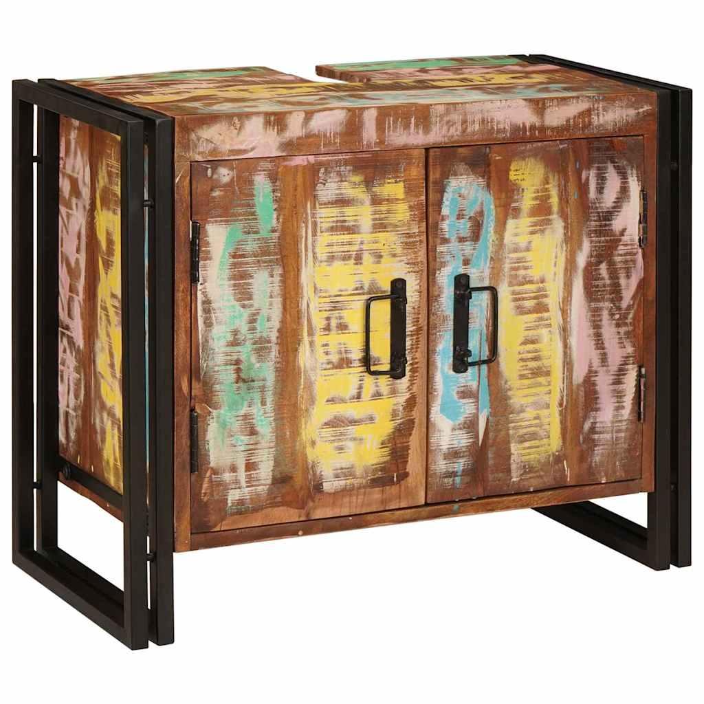 Badeværelsesvaskeskab 71 x 33 x 58 cm Solid genbrugstræ og jern