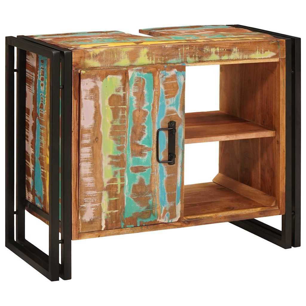 Badeværelsesvaskeskab 71 x 33 x 58 cm Solid genbrugstræ og jern