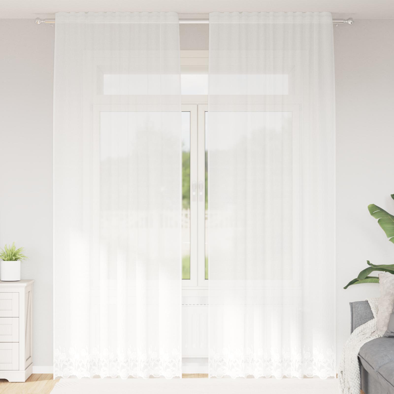 Gardiner med gardiner Hvid 500x100cm Polyester