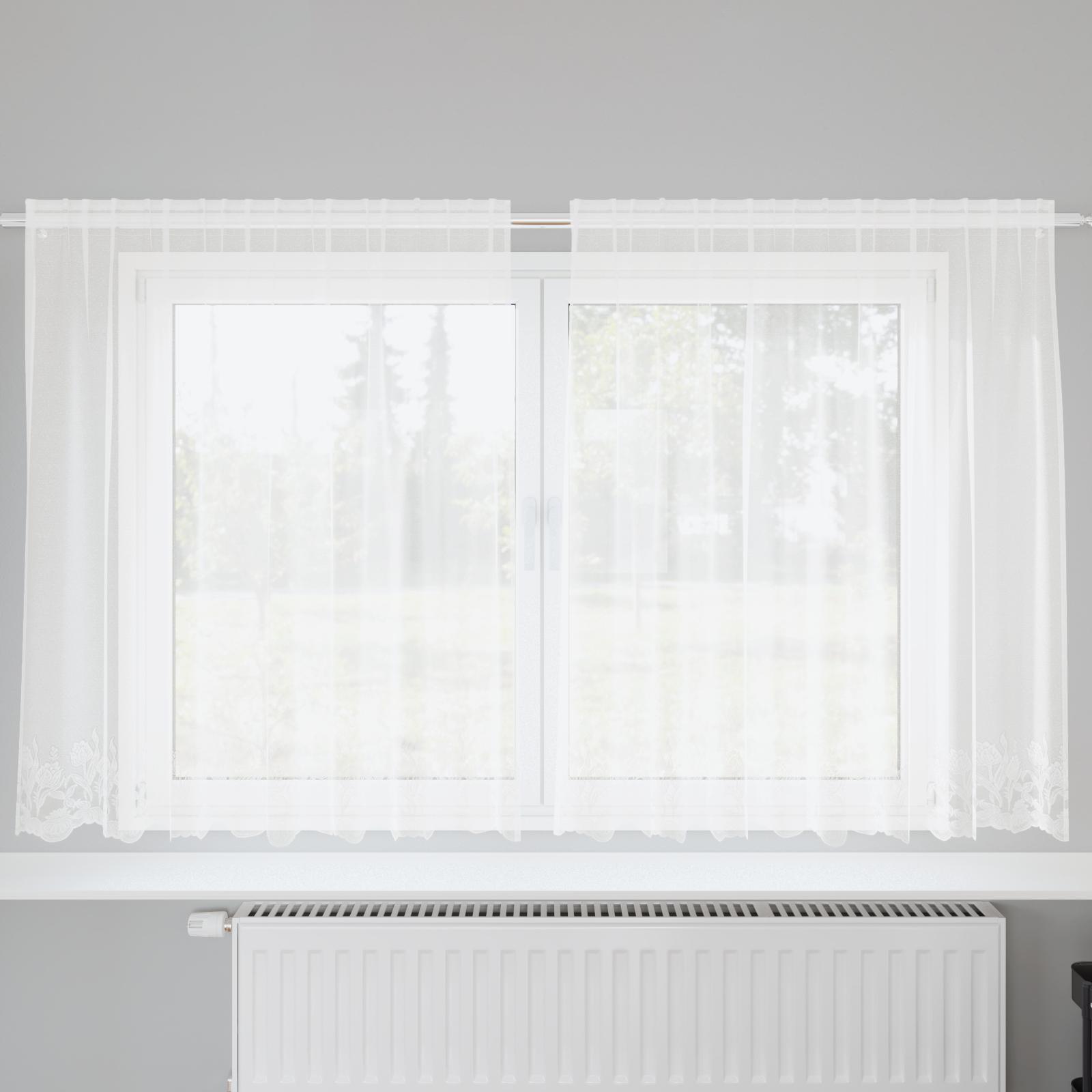 Blondet gardin - hvidt blomstermønster 160 × 200 cm i polyester