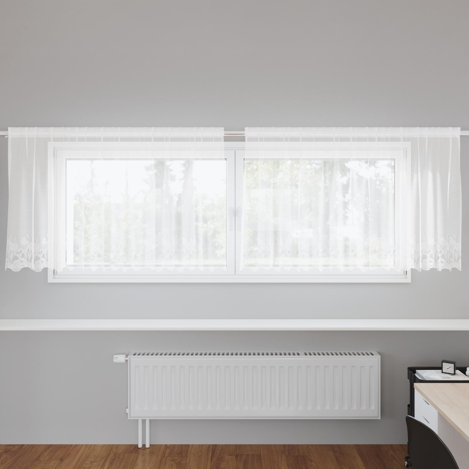 Blondesforhæng med blomster - hvid 120 × 300 cm i polyester