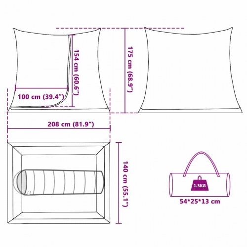 Indertelt Sort 208 x 140 x 175 cm Trådnet