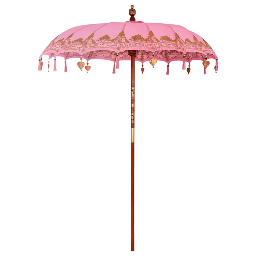Balinesisk parasol - lyserød rund 185 × 185 × 260 cm billede