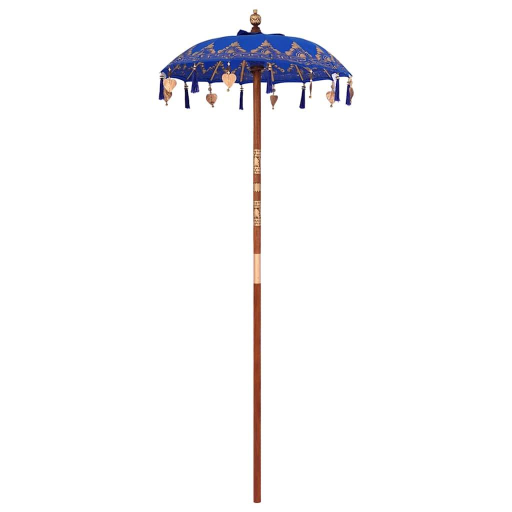 Balinesisk Parasol Blå (90-100) x 260 cm Bomuld og massivt træ
