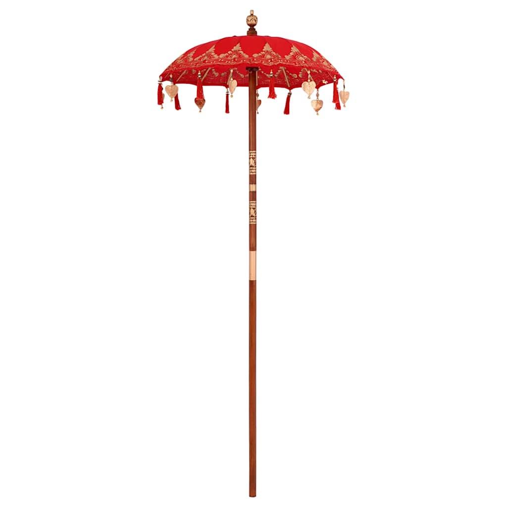 Balinesisk Parasol Rød (90-100) x 260 cm Bomuld og massivt træ