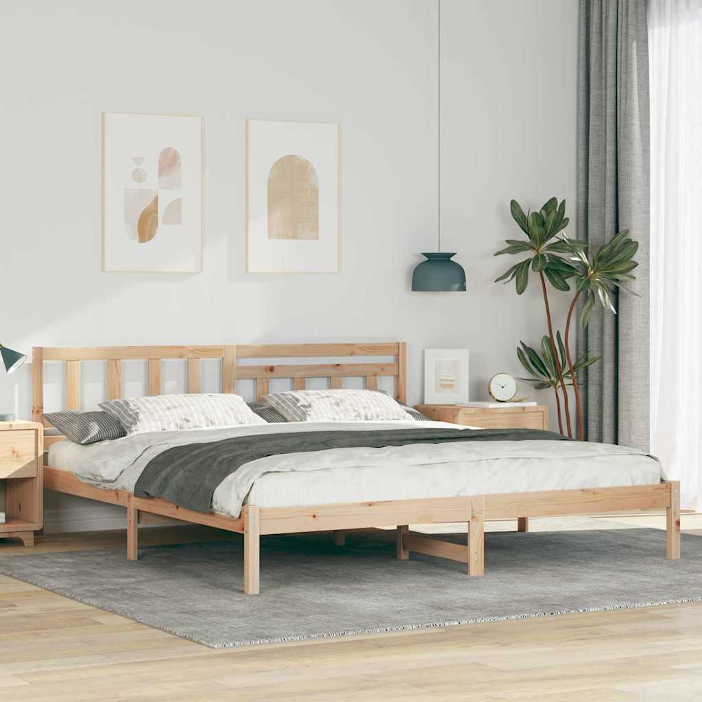 Sengestel med hovedgærde Brun 200 x 200 cm Massivt fyrretræ