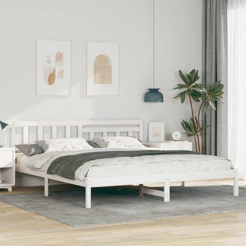 Sengestel med hovedgærde 200 x 200 cm - hvid