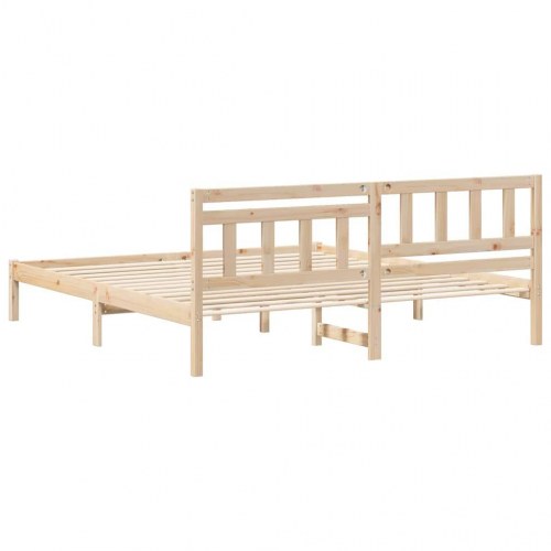 Sengestel med hovedgærde - brun 180 x 200 cm massiv fyrretræ