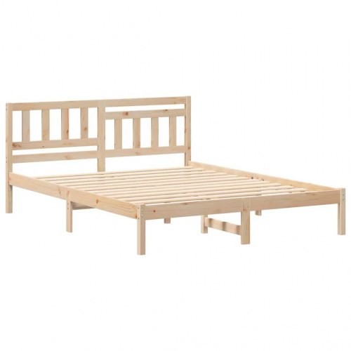 Sengestel med hovedgærde - brun 140 x 200 cm massiv fyrretræ