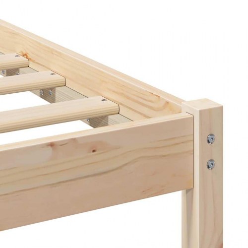 Sengestel med hovedgærde - brun 140 x 190 cm massiv fyrretræ