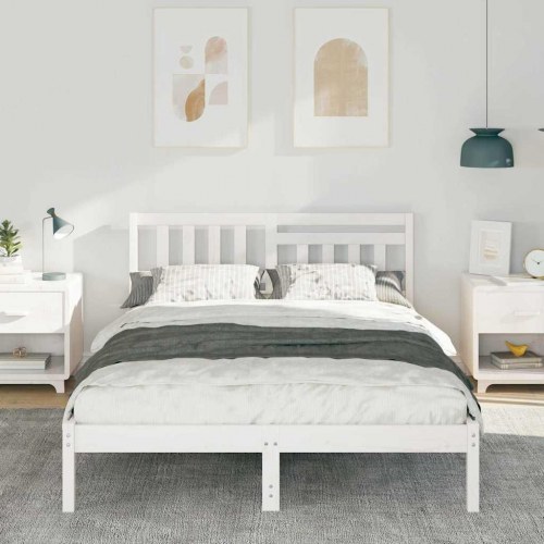 Sengestel med hovedgærde 135 x 190 cm - hvid