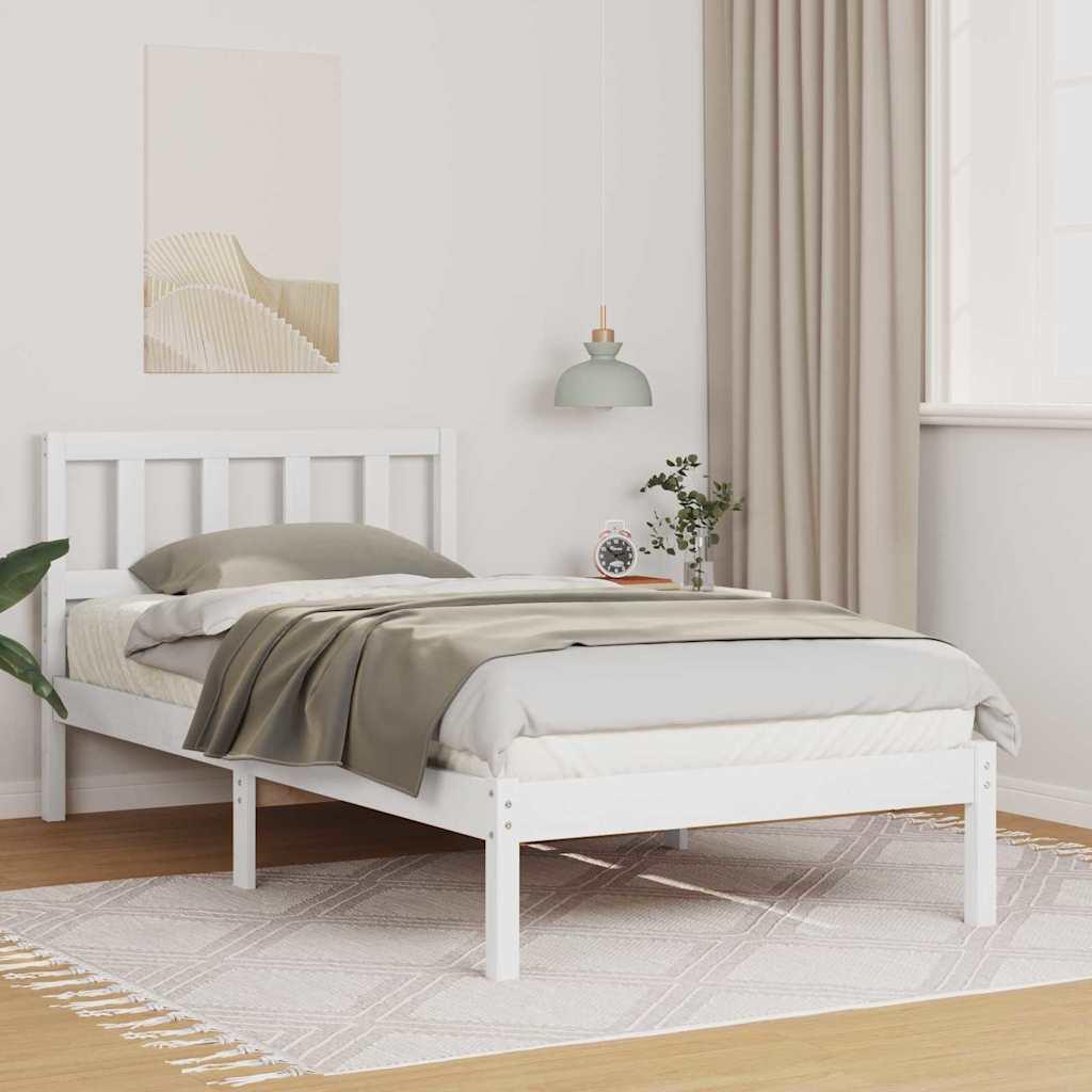 Sengestel med hovedgærde Hvid 80 x 200 cm Massivt fyrretræ