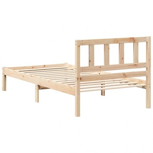 Sengestel med hovedgærde - brun 100 x 200 cm i massiv fyrretræ