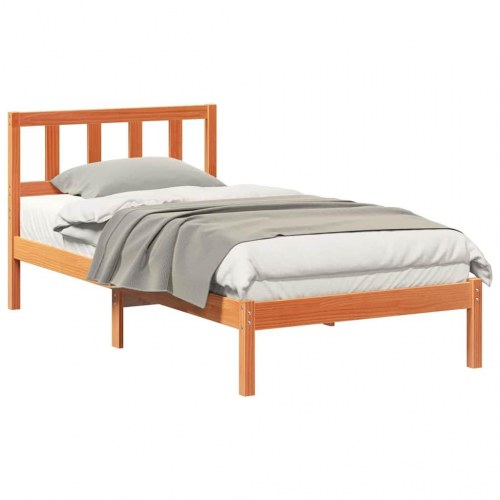 Sengestel med hovedgærde 75 x 190 cm - voks brun