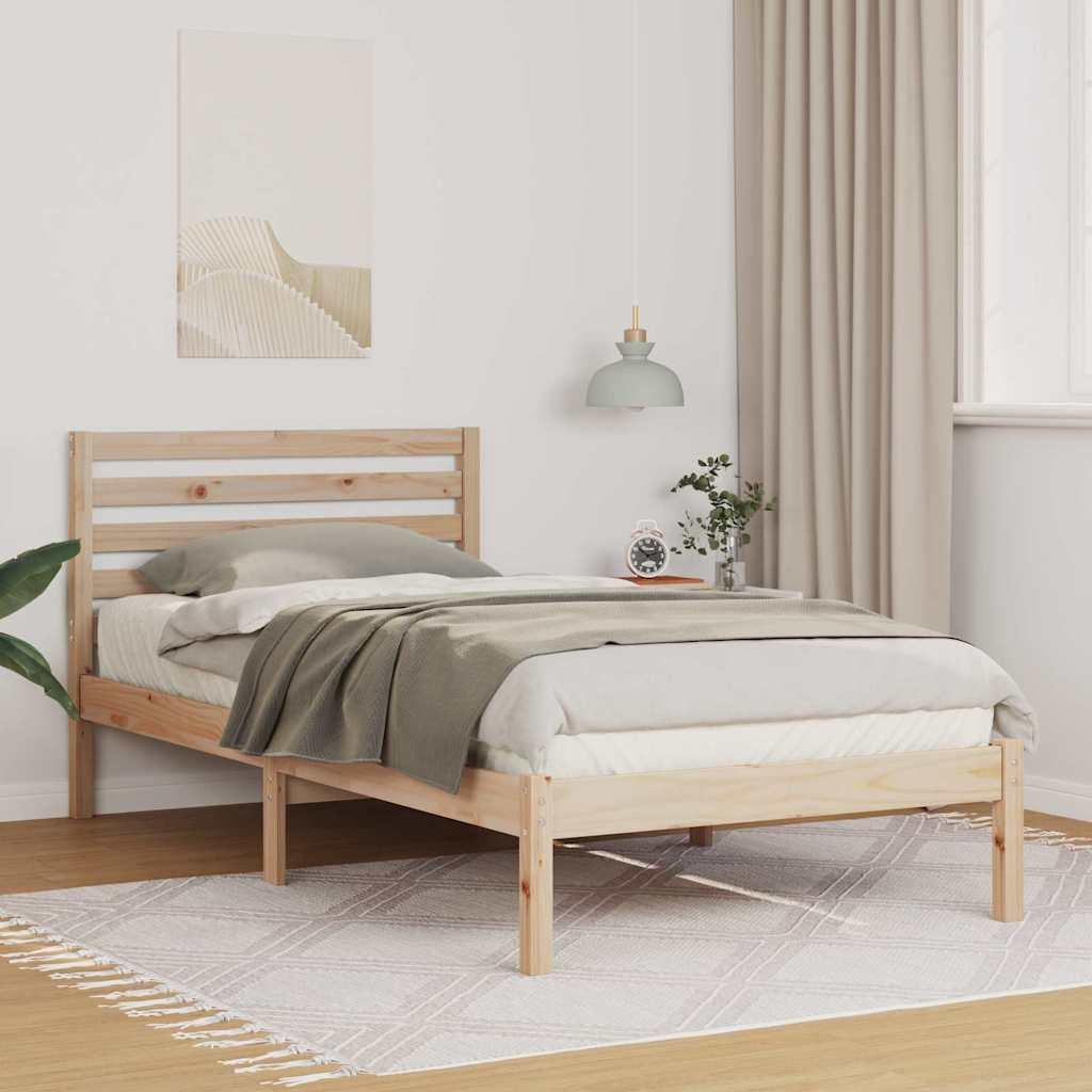Sengestel med hovedgÃ¦rde Brun 90 x 200 cm Massivt fyrretrÃ¦