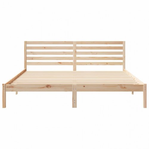 Sengestel med hovedgærde brun 200 x 200 cm - massiv fyrretræ
