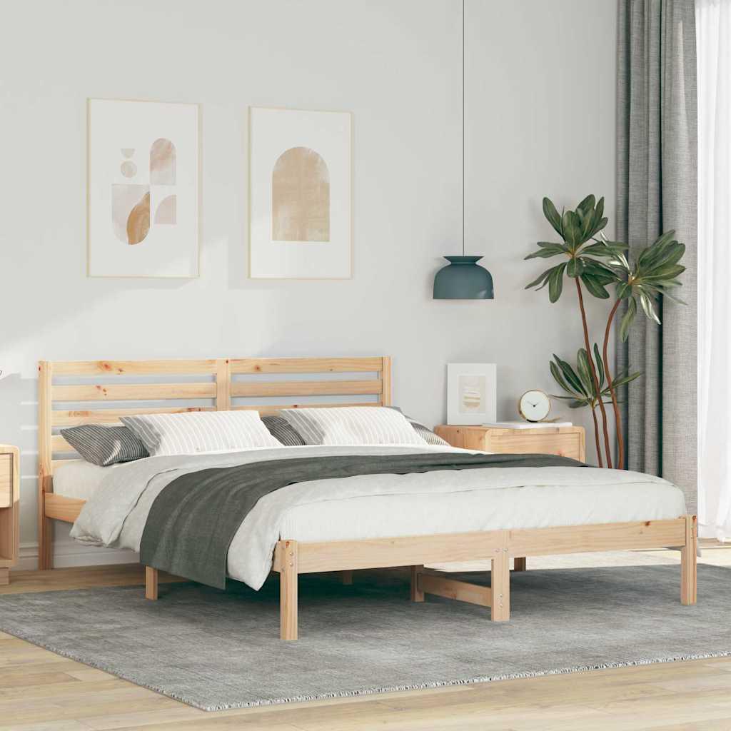 Sengestel med hovedgÃ¦rde Brun 160 x 200 cm Massivt fyrretrÃ¦