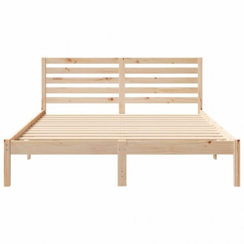 Sengestel med hovedgærde brun 150 x 200 cm massiv fyrretræ