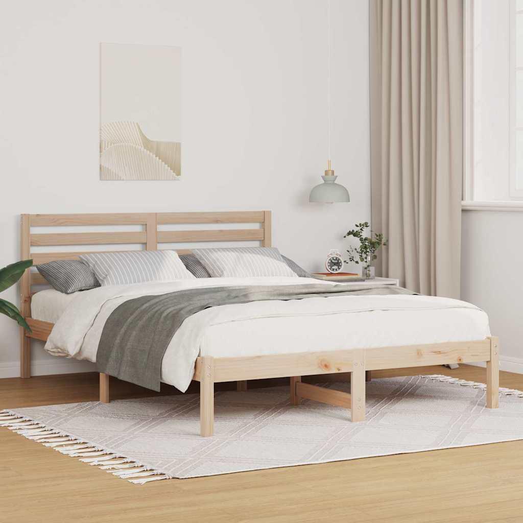 Sengestel med hovedgærde Brun 120 x 190 cm Massivt fyrretræ