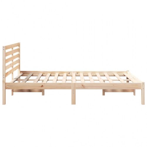 Sengestel med hovedgærde brun 135 x 190 cm i massivt fyrretræ