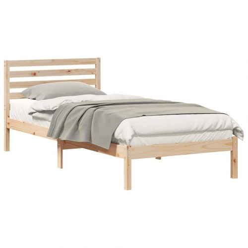 Sengestel med hovedgærde 80 x 210 cm i massiv fyrretræ - brun