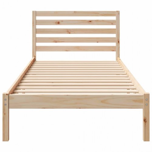Sengestel med hovedgærde 80 x 210 cm i massiv fyrretræ - brun