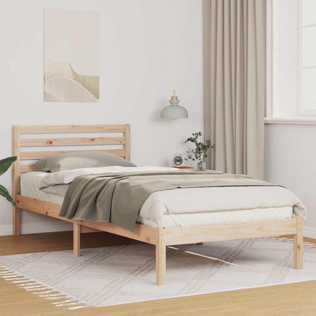 Sengestel med hovedgærde Brun 100 x 210 cm Massivt fyrretræ