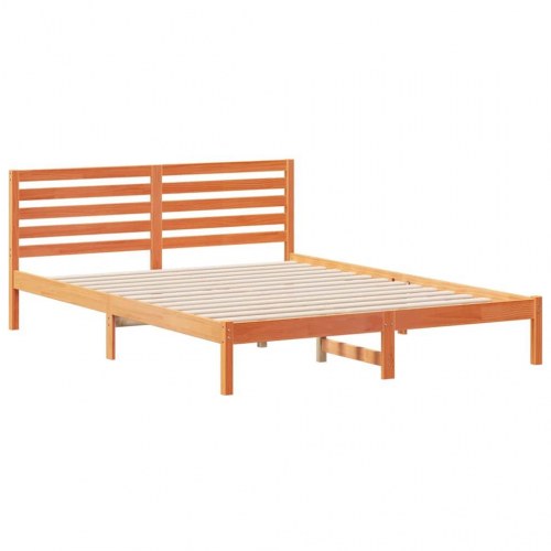 Sengestel med hovedgærde - voks brun - 160 x 210 cm