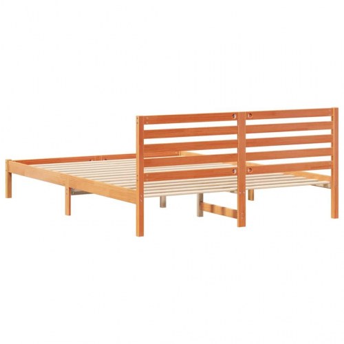 Sengestel med hovedgærde - voks brun - 160 x 210 cm