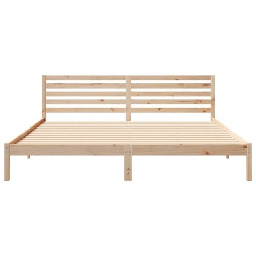 Sengestel med hovedgærde i massiv fyrretræ - brun 200 x 210 cm