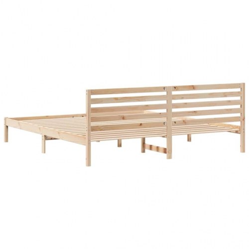 Sengestel med hovedgærde i massiv fyrretræ - brun 200 x 210 cm