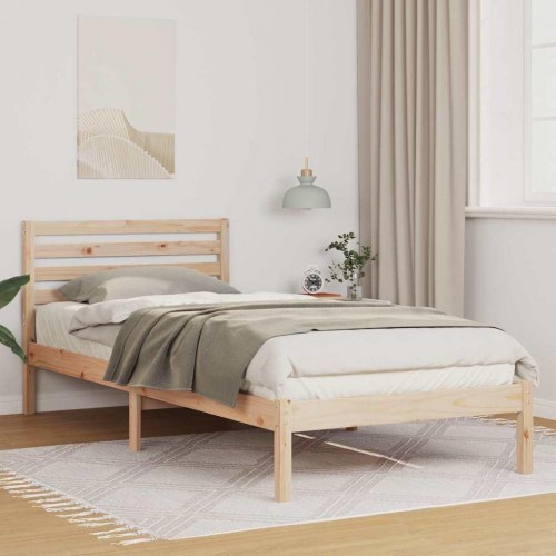 Sengestel med hovedgærde brun 80 x 220 cm i massiv fyrretræ