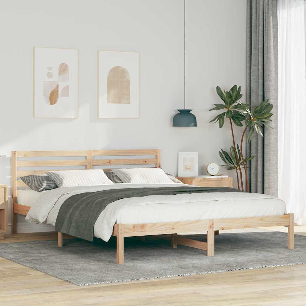 Sengestel med hovedgærde Brun 160 x 220 cm Massivt fyrretræ