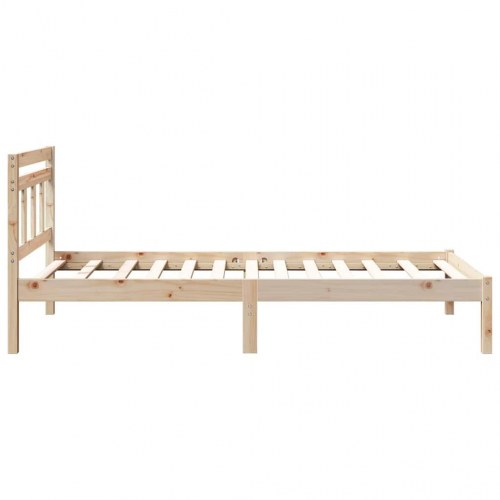 Sengestel med hovedgærde - brun 100 x 200 cm i massiv fyrretræ