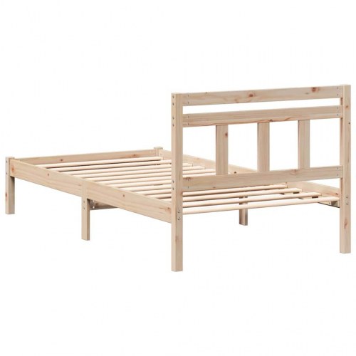 Sengestel med hovedgærde - brun 100 x 200 cm i massiv fyrretræ